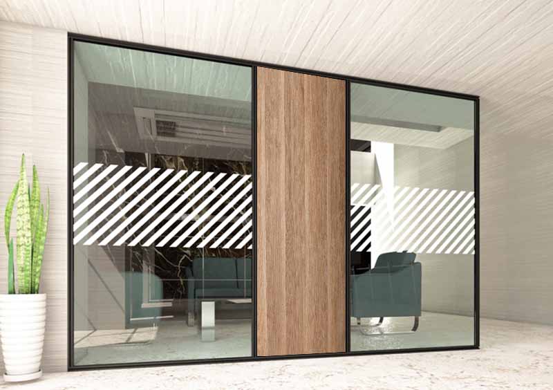 پارتیشن تک جداره ام دی اف و شیشه