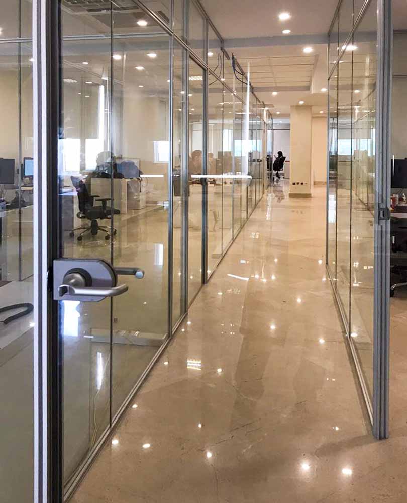 پارتیشن تک جداره شیشه ای